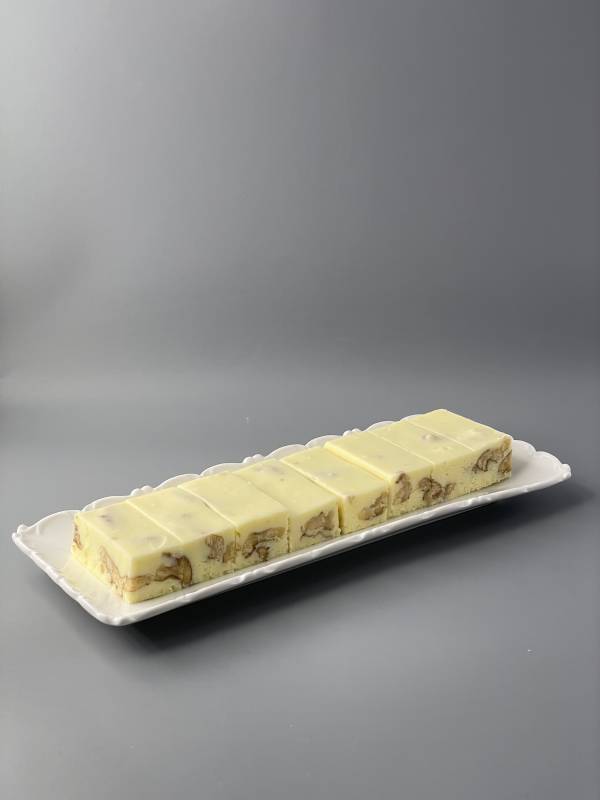 Homemade artisan white fudge with walnuts